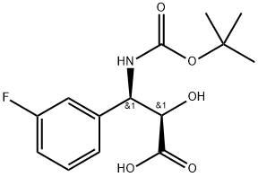 N-(Tert-Butoxy)Carbonyl (2R,3R)-3-Amino-3-(3-fluoro-phenyl)-2-hydroxypropionic acid 结构式
