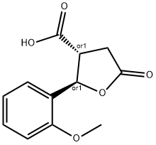 TRANS-2-(2-メトキシフェニル)-5-オキソテトラヒドロフラン-3-カルボン酸 化学構造式