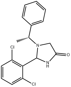 (R)-2-(2,6-dichlorophenyl)-1-(1-phenylethyl)imidazolidin-4-one,1004754-98-6,结构式