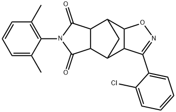 3-(2-chlorophenyl)-6-(2,6-dimethylphenyl)-4,4a,8,8a-tetrahydro-3aH-4,8-methanoisoxazolo[4,5-f]isoindole-5,7(6H,7aH)-dione Structure