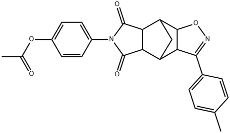 4-(5,7-dioxo-3-(p-tolyl)-4a,5,7,7a,8,8a-hexahydro-3aH-4,8-methanoisoxazolo[4,5-f]isoindol-6(4H)-yl)phenyl acetate Structure