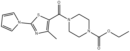 ethyl 4-{[4-methyl-2-(1H-pyrrol-1-yl)-1,3-thiazol-5-yl]carbonyl}piperazine-1-carboxylate,1010928-16-1,结构式