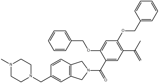 (2,4-bis(benzyloxy)-5-(prop-1-en-2-yl)phenyl)(5-((4-methylpiperazin-1-yl)methyl)isoindolin-2-yl)methanone
