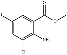 2-氨基-3-氯-5-碘-苯甲酸甲酯 结构式