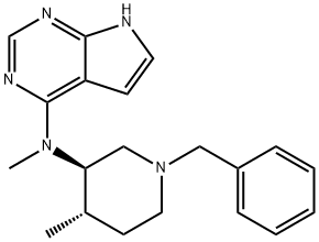 N-((3R,4S)-1-benzyl-4-methylpiperidin-3-yl)-N-methyl-7H-pyrrolo[2,3-d]pyrimidin-4-amine Struktur