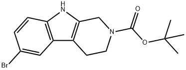 2H-Pyrido[3,4-b]indole-2-carboxylic acid, 6-bromo-1,3,4,9-tetrahydro-, 1,1-dimethylethyl ester Struktur