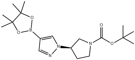 tert-butyl (3R)-3-[4-(tetramethyl-1,3,2-dioxaborolan-2-yl)-1H-pyrazol-1-yl]pyrrolidine-1-carboxylate 结构式