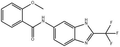 2-methoxy-N-[2-(trifluoromethyl)-1H-benzimidazol-5-yl]benzamide Struktur