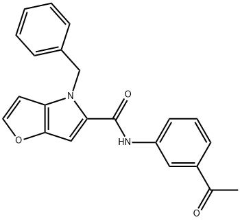 N-(3-acetylphenyl)-4-benzyl-4H-furo[3,2-b]pyrrole-5-carboxamide Struktur