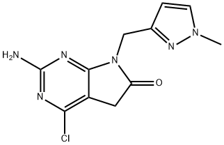 2-Amino-4-chloro-7-((1-methyl-1H-pyrazol-3-yl)methyl)-5H-pyrrolo[2,3-d]pyrimidin-6(7H)-one Struktur