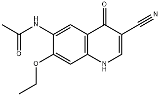 4-オキソ-6-アセチルアミノ-7-エトキシ-1,4-ジヒドロキノリン-3-カルボニトリル 化学構造式