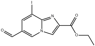 6-Formyl-8-iodo-imidazo[1,2-a]pyridine-2-carboxylic acid ethyl ester Struktur