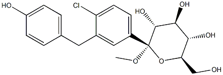 (2S,3R,4S,5S,6R)-2-(4-chloro-3-(4-hydroxybenzyl)phenyl)-6-(hydroxymethyl)-2-methoxytetrahydro-2H-pyran-3,4,5-triol Structure