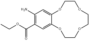 13- 氨基- 2, 3, 5, 6, 8, 9- 六氢- 1, 4, 7, 10- 苯并四氧杂环十二烷- 12- 羧酸乙酯 结构式