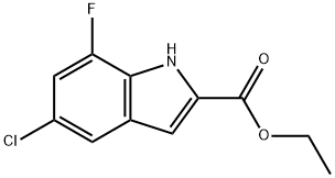 ethyl 5-chloro-7-fluoro-1H-indole-2-carboxylate 化学構造式