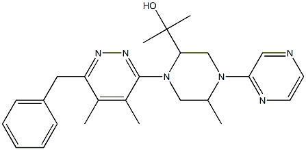2-[4-(6-Benzyl-4,5-dimethylpyridazin-3-yl)-2-methyl-3,4,5,6-tetrahydro-2H-[1,2]bipyrazinyl-5-yl]-propan-2-ol Structure