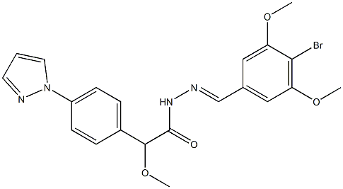 (E)-2-{4-(1H-pyrazol-1-yl)phenyl}-N'-(4-bromo-3,5-dimethoxybenzylidene)-2-methoxyacetohydrazide Struktur