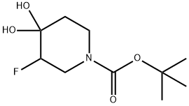 1-piperidinecarboxylic acid, 3-fluoro-4,4-dihydroxy-, 1,1-dimethylethyl ester,1208864-35-0,结构式