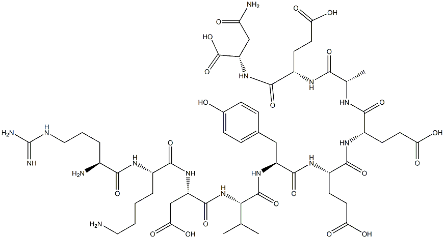 N2-[N-[N-[N-[N-[N-[N-[N-(N2-L-精氨酰-L-赖氨酰)-L-ALPHA-天冬氨酰]-L-缬氨酰]-L-酪氨酰]-L-ALPHA-谷氨酰]-L-ALPHA-谷氨酰]-L-丙氨酰]-L-ALPHA-谷氨酰]-L-天冬氨酰胺, 123167-51-1, 结构式