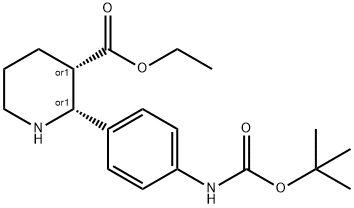 (2R,3S)-乙基 2-(4-((叔-丁氧羰基)氨基)苯基)哌啶-3-甲酸基酯, 1231732-20-9, 结构式