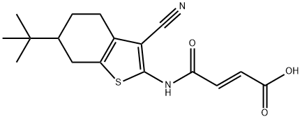 (2E)-4-[(6-tert-butyl-3-cyano-4,5,6,7-tetrahydro-1-benzothiophen-2-yl)amino]-4-oxobut-2-enoic acid Struktur