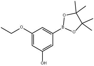 3-乙氧基-5-(4,4,5,5-四甲基-1,3,2-二氧杂硼硼烷-2-基)苯酚 结构式