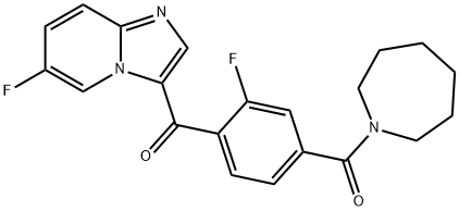 [4-(Azepane-1-carbonyl)-2-fluoro-phenyl]-(6-fluoro-imidazo[1,2-a]pyridin-3-yl)-methanone Struktur