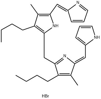 2-(((Z)-2-((1H-pyrrol-2-yl)methylene)-4-butyl-3-methyl-2H-pyrrol-5-yl)methyl)-5-((Z)-(2H-pyrrol-2-ylidene)methyl)-3-butyl-4-methyl-1H-pyrrole dihydrobromide Structure