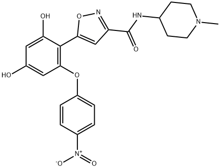 5-[2,4-Dihydroxy-6-(4-nitrophenoxy)phenyl]-N-(1-methyl-4-piperidinyl)-3-isoxazolecarboxamide Structure
