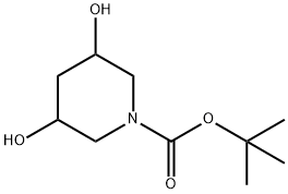 3,5-Dihydroxy-piperidine-1-carboxylic acid tert-butyl ester Structure