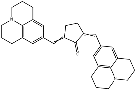 2,5-bis[(2,3,6,7-tetrahydro-1H,5H-benzo[ij]quinolizin-9-yl)methylene] cyclopentanone Structure