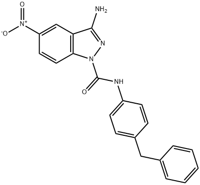 3-Amino-N-(4-benzylphenyl)-5-nitro-1H-indazole-1-carboxamide Struktur