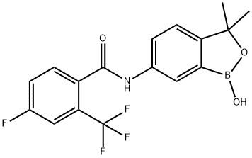 4-fluoro-N-(1-hydroxy-3,3-dimethyl-1,3-dihydrobenzo[c][1,2]oxaborol-6-yl)-2-(trifluoromethyl)benzamide(WXG02326) 化学構造式