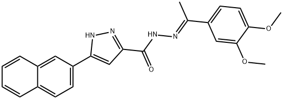 N'-[(1E)-1-(3,4-dimethoxyphenyl)ethylidene]-3-(naphthalen-2-yl)-1H-pyrazole-5-carbohydrazide Struktur