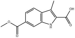 3-甲基-6-甲氧基羰基吲哚-2-羧酸,1290069-58-7,结构式
