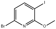 6-ブロモ-3-ヨード-2-メトキシピリジン 化学構造式