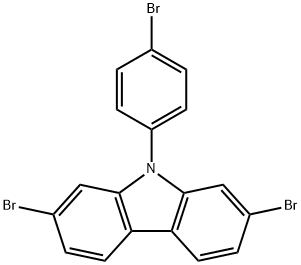 2,7-ジブロモ-9-(4-ブロモフェニル)-9H-カルバゾール 化学構造式
