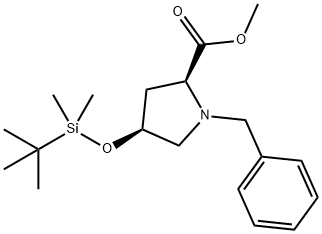 (2S,4S)-1-苯甲基-4-叔丁基二甲基硅氧基四氢吡咯-2-甲酸甲酯, 1318129-60-0, 结构式