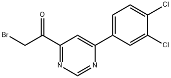 2-溴-1-(6-(3,4-二氯苯基)嘧啶-4-基)乙酮, 1319158-63-8, 结构式