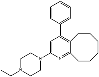 Cycloocta[b]pyridine, 2-(4-ethyl-1-piperazinyl)-5,6,7,8,9,10-hexahydro-4-phenyl- Struktur