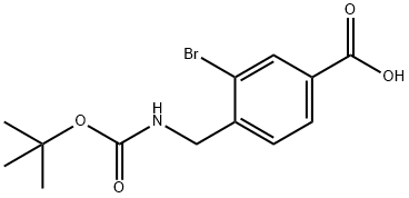 3-溴-4-(((叔丁氧基羰基)氨基)甲基)苯甲酸 结构式