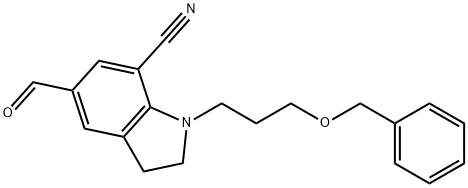 5-甲酰基-2,3-二氢-1-[3-(苯基甲氧基)丙基]-1H-吲哚-7-甲腈, 1375180-30-5, 结构式