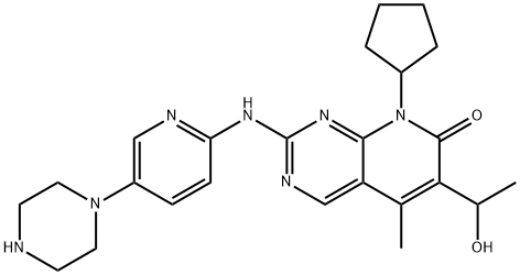 8-cyclopentyl-6-(1-hydroxyethyl)-5-methyl-2-((5-(piperazin-1-yl)pyridin-2-yl)amino)pyrido[2,3-d]pyrimidin-7(8H)-one Structure