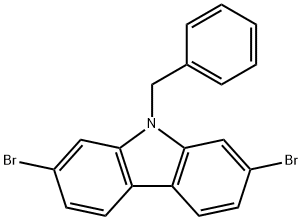 9-ベンジル-2,7-ジブロモ-9H-カルバゾール 化学構造式