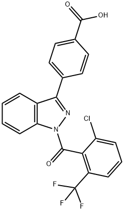 4-(1-(2-chloro-6-(trifluoromethyl)benzoyl)-1H-indazol-3-yl)benzoic acid 化学構造式