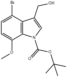 N-Boc-4-bromo-3-(hydroxymethyl)-7-methoxyindole Struktur