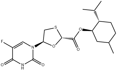 (2R,5S)-5-(5-氟-3,4-二氢-2,4-二氧代-1(2H)-嘧啶基)-1,3-恶噻戊环-2-羧酸 (1R,2S,5R)-5-甲基-2-(1-甲基乙基)环己基酯, 1422361-25-8, 结构式