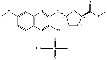 methyl (2S,4R)-4-((3-chloro-7-methoxyquinoxalin-2-yl)oxy)-2-(methoxycarbonyl)pyrrolidinium methanesulfonate Structure