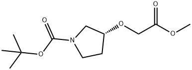 (R)-3-甲氧甲酰基甲氧基吡咯烷-1-甲酸叔丁酯 结构式