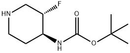 N-[(3S,4S)-3-氟-4-哌啶基]氨基甲酸叔丁酯 结构式